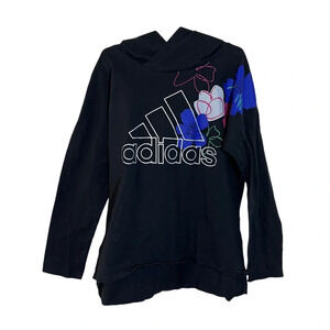 Adidas Girls Hoodie Medium 10 12 Floral Graphic Logo Pattern Pullover Athletic